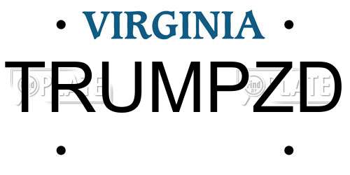 TRUMPZD Virginia License Plate