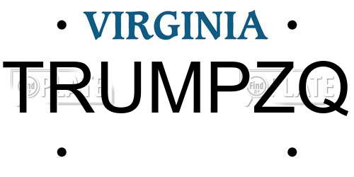 TRUMPZQ Virginia License Plate
