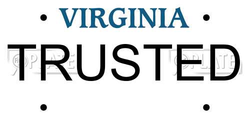 TRUSTED Virginia License Plate