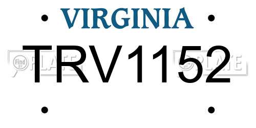 TRV1152 Virginia License Plate