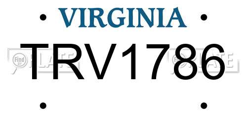 TRV1786 Virginia License Plate