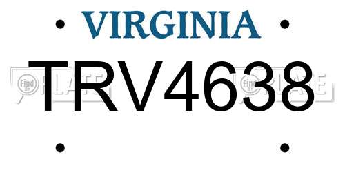TRV4638 Virginia License Plate