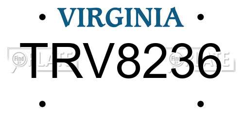 TRV8236 Virginia License Plate