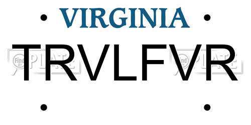 TRVLFVR Virginia License Plate