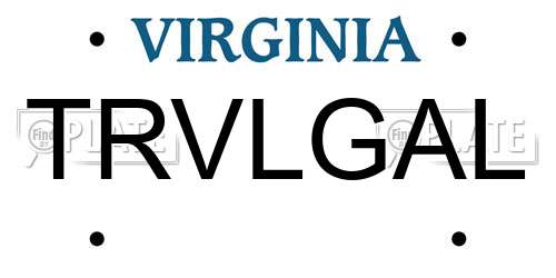 TRVLGAL Virginia License Plate