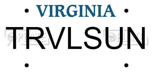 TRVLSUN Virginia License Plate