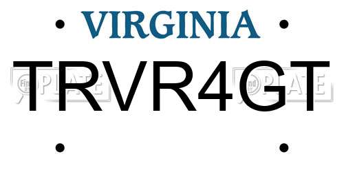 TRVR4GT Virginia License Plate