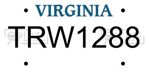 TRW1288 Virginia License Plate