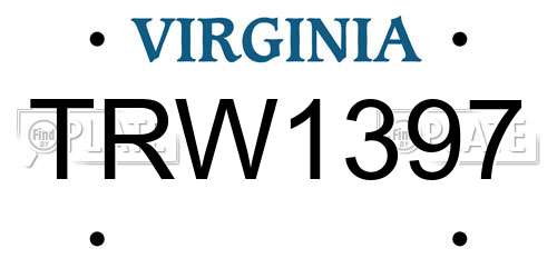 TRW1397 Virginia License Plate