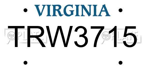 TRW3715 Virginia License Plate