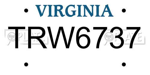 TRW6737 Virginia License Plate