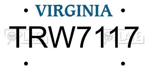 TRW7117 Virginia License Plate