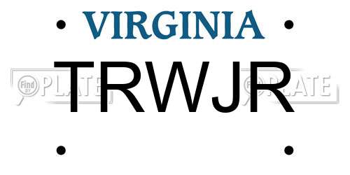 TRWJR Virginia License Plate