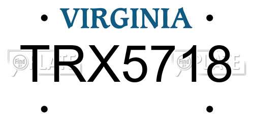 TRX5718 Virginia License Plate
