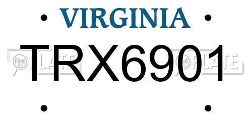 TRX6901 Virginia License Plate