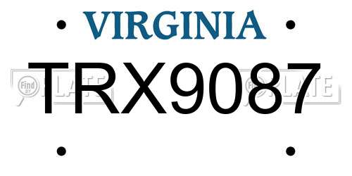 TRX9087 Virginia License Plate