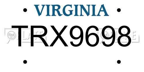TRX9698 Virginia License Plate