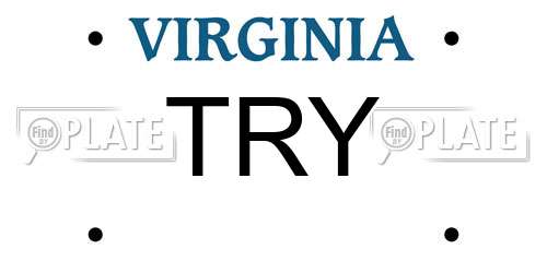 TRY Virginia License Plate