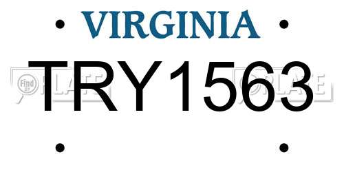 TRY1563 Virginia License Plate