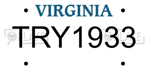 TRY1933 Virginia License Plate