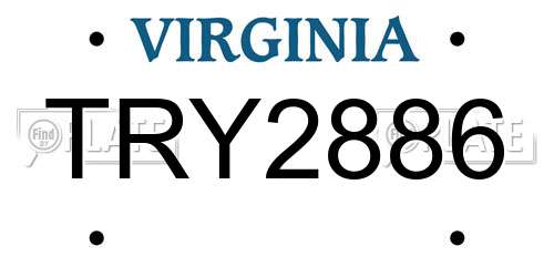 TRY2886 Virginia License Plate