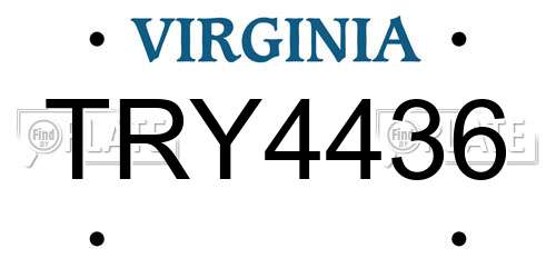TRY4436 Virginia License Plate