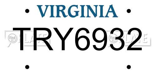 TRY6932 Virginia License Plate