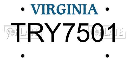 TRY7501 Virginia License Plate