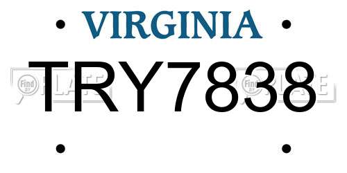 TRY7838 Virginia License Plate