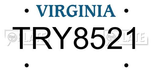 TRY8521 Virginia License Plate