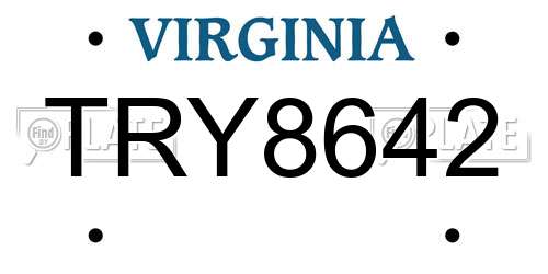 TRY8642 Virginia License Plate