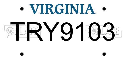 TRY9103 Virginia License Plate
