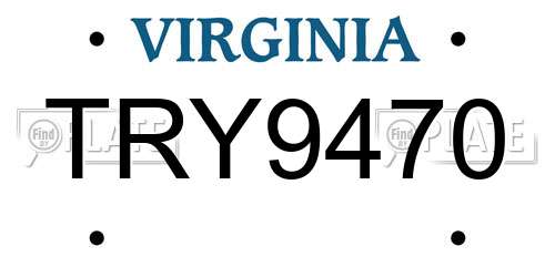 TRY9470 Virginia License Plate