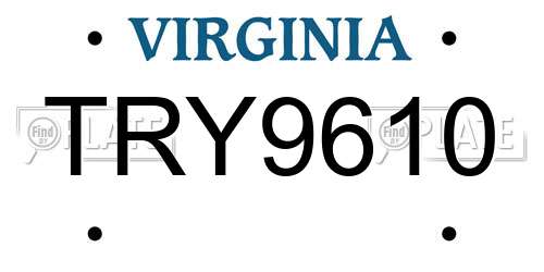 TRY9610 Virginia License Plate