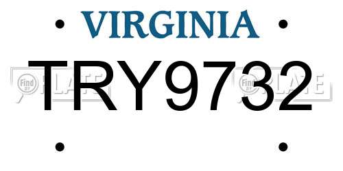 TRY9732 Virginia License Plate