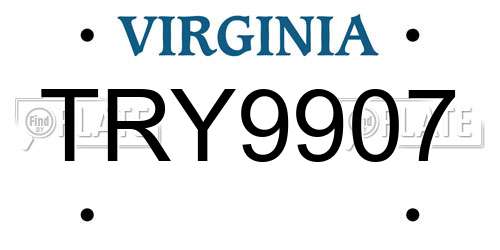 TRY9907 Virginia License Plate