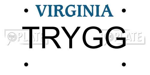 TRYGG Virginia License Plate