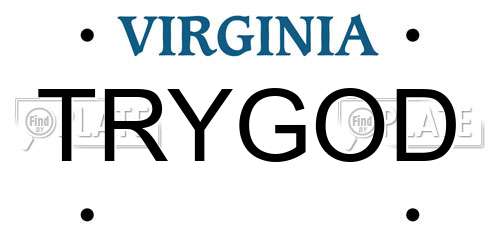 TRYGOD Virginia License Plate