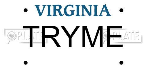 TRYME Virginia License Plate