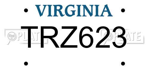 TRZ623 Virginia License Plate