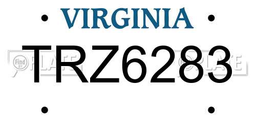 TRZ6283 Virginia License Plate