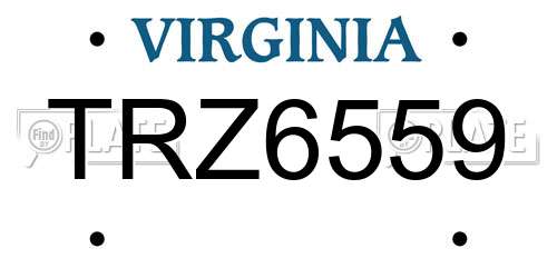 TRZ6559 Virginia License Plate