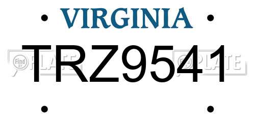 TRZ9541 Virginia License Plate