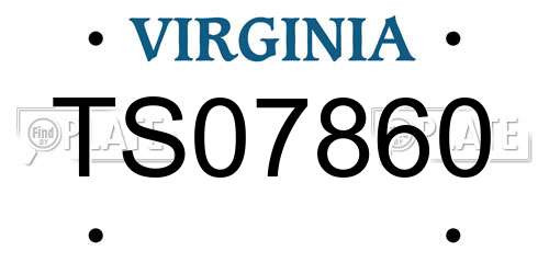 TS07860 Virginia License Plate
