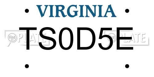 TS0D5E Virginia License Plate