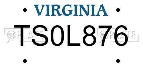 TS0L876 Virginia License Plate