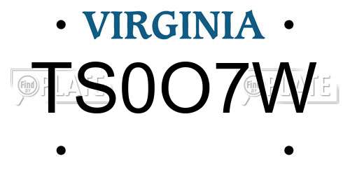 TS0O7W Virginia License Plate