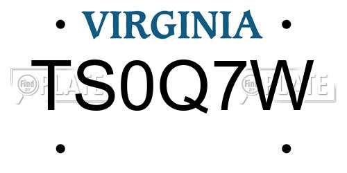 TS0Q7W Virginia License Plate