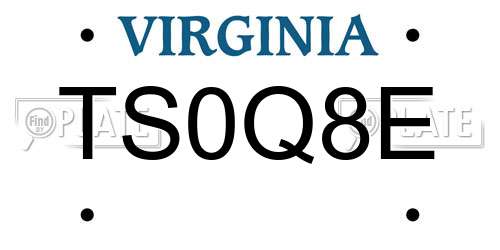 TS0Q8E Virginia License Plate