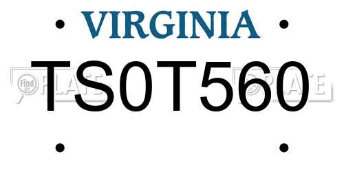 TS0T560 Virginia License Plate